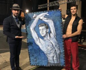 Giovanni Saldì omaggia Roberto Bolle con un dipinto