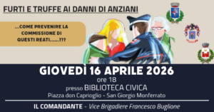 Difendiamoci dalle truffe: incontro a San Giorgio Monferrato per la sicurezza dei cittadini